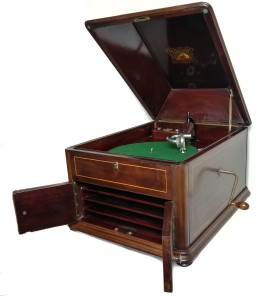 Biurkowy HMV model IXA gramofon skrzynia mahoń